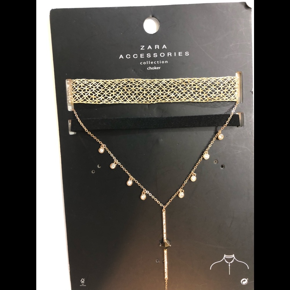 ZARA | NWT 3 Piece Gold Choker Necklace set - Picture 3 of 4